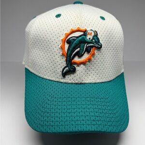 Vintage Miami Dolphins Hat Cap Strap Back Mens Teal NFL Football Reebok RBK Logo